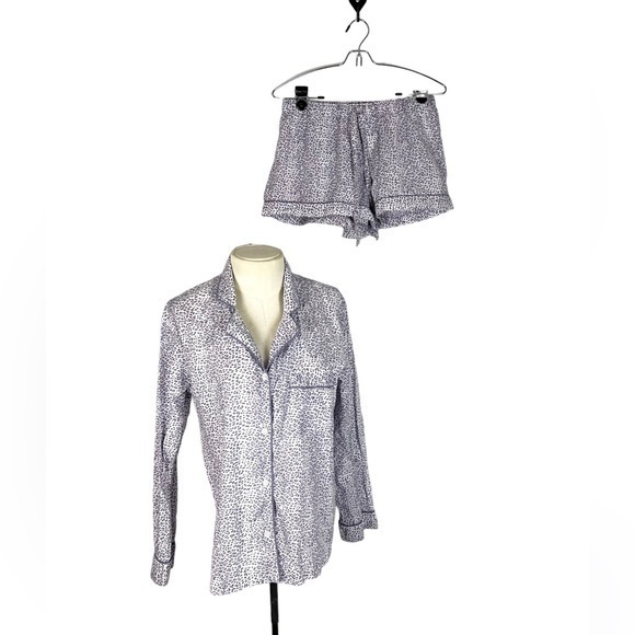 Victoria’s Secret pajamas size Small gray purple leopard print Shorts - Picture 1 of 8